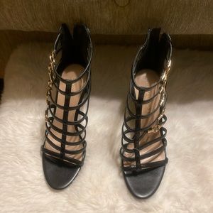 worn once black leather heels